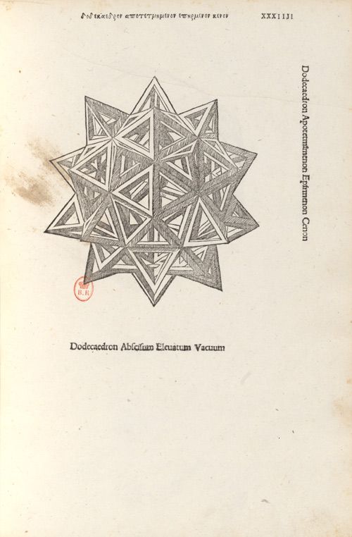 Engraving of a dodecahedron after Leonardo
