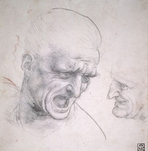 Studies of the heads of two soldiers in the Battle of Anghiari