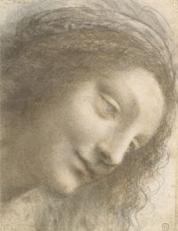 Head of the Virgin in three-quarter view facing to the right