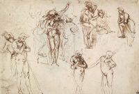 Figure studies for an Adoration of the Magi