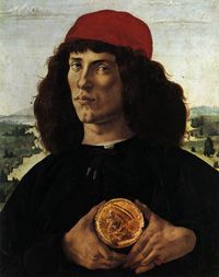 <em>
Portrait of a Man with a Medal of Cosimo de' Medici "il Vecchio"</em>, Sandro Botticelli, 1474